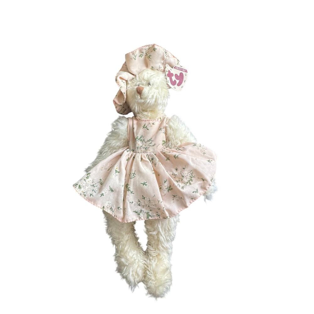 TY Collectible Nola Bear Plush Pink Floral‎ Dress And Hat Full Jointed 1993